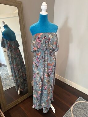 Blue Blush floral maxi dress